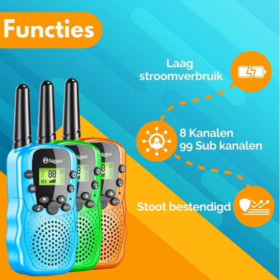 Squago Walkie talkie 3 stuks - Voor Kinderen & Volwassenen - WalkieTalkie