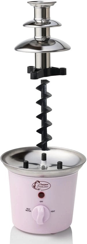 Bestron Chocoladefontein ACF300P - Chocolade fondue - 3 lagen - Roze - 5 jaar garantie
