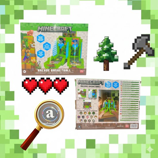 A Ambassador® Minecraft Basketbal - Mini Basketbal spel- Arcade - Elektronisch - 2 spelers - Gezelschap - Machine - Het grote sinterklaasboek 2025