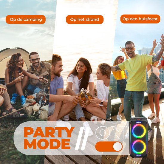 Denver Bluetooth Speaker Party box - Discolichten - Partybox - Incl. Draadloze Microfoon & Afstandsbediening - BPS458