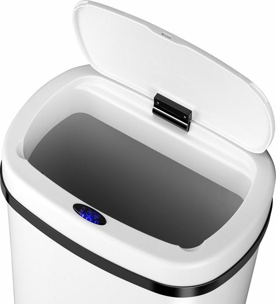 Juskys – Automatische Vuilnisbak Met Sensor – 50 Liter – 40 x 29 x 58 cm – Voorzien Van Bewegingssensor En Touchpanel – Voor Keuken En Kantoor – Wit Gepoedercoat Staal