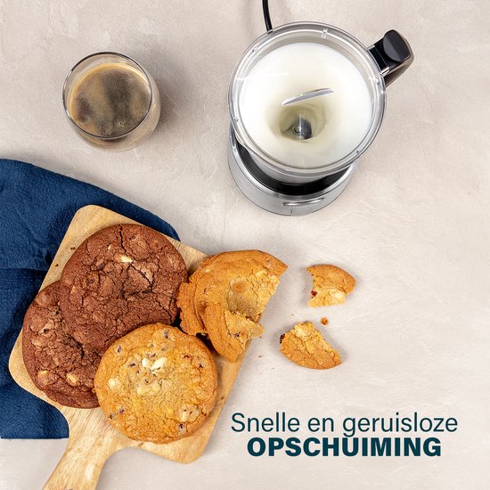 Elektrische Melkopschuimer Princess – PFAS BPA vrij - Uitneembare RVS kan - Vaatwasserbestendig – Droogkookbeveiliging – Temperatuurcontrole - Voor koud schuim, heet schuim en verwarmen - Matcha - Chocola - Cappuccino - Latte - 3-in-1 - 243005