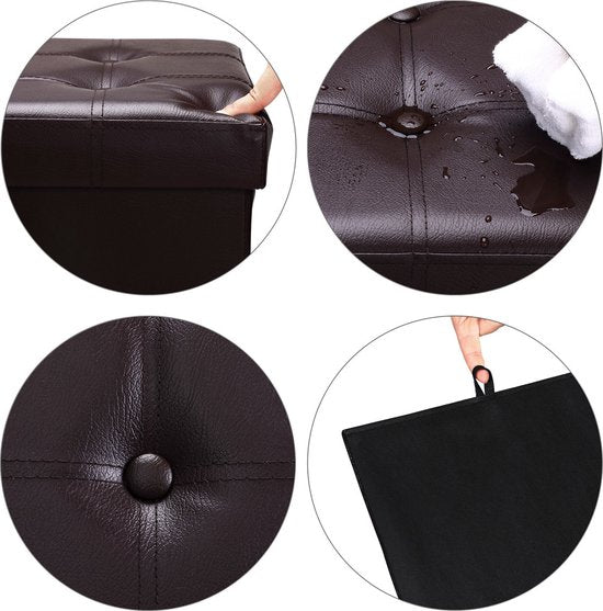 Casaria Poef met Opbergruimte - 40x40x40cm 40L Kunstleer – Bruin