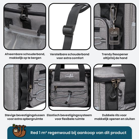 Koeltas Groot - 22 Liter - 5 Laags Geïsoleerde Picknicktas voor Volwassenen - Lunchtas - Grijs - Sunflake