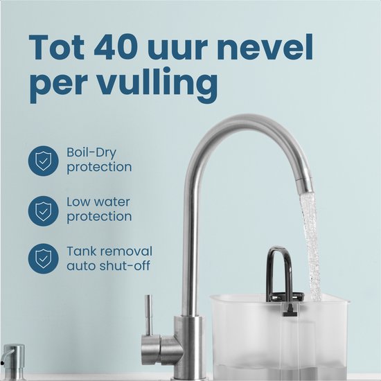 Auronic Luchtbevochtiger - 4 Liter - 40m2 - Geschikt voor Woonkamer, Kantoor, Slaapkamer, Babykamer en Meer - Met Aromatherapie - BPA-Vrij - Wit