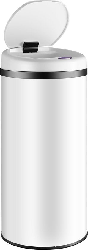 Monzana Prullenbak - Automatisch Rond 50L 31x78cm Display Sensor - Wit