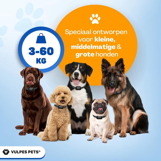 Vulpes Goods® Pets Anti Blafband Max – 3-in-1 Trainingshalsband Zonder Schok – Oplaadbaar – Vibratie & Audio