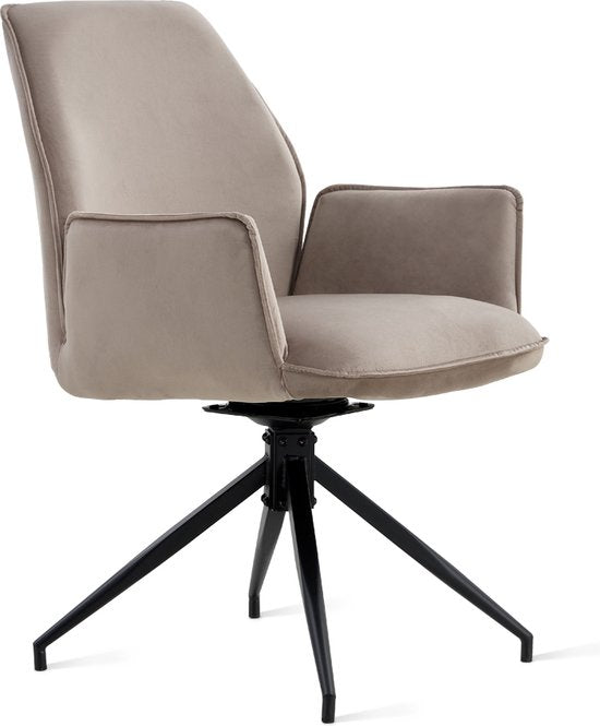 Multifurn Eetkamerstoel - Set van 2 - Draaibaar - 57 x 63 x 90 cm - Taupe