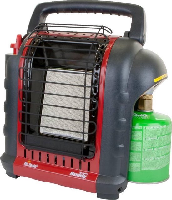 Mr Heater Draagbare Gaskachel MH9BDF - Gasverwarming met Gasfles - Gaskachel Camping - Ruimtes tot 26M2 - Geschikt voor Propaan 31 en Butaan/Propaan G30+31 Patronen - Zwart/Rood