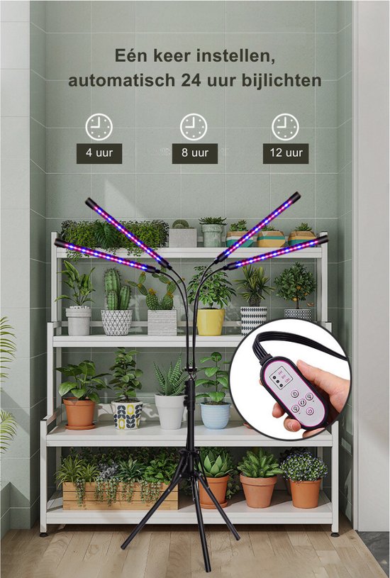 Livista® - LED Planten Groeilamp – Vouwbaar Standaard – Volledig Spectrum – Instelbare Timer – Voor Planten, Aquariums en Zaadkieming