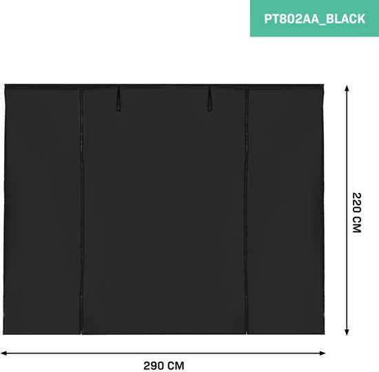 VONROC Zijwanden Set - Voor Premium Partytent PT501XX – Waterdicht - 50+ UV Bescherming - Zwart
