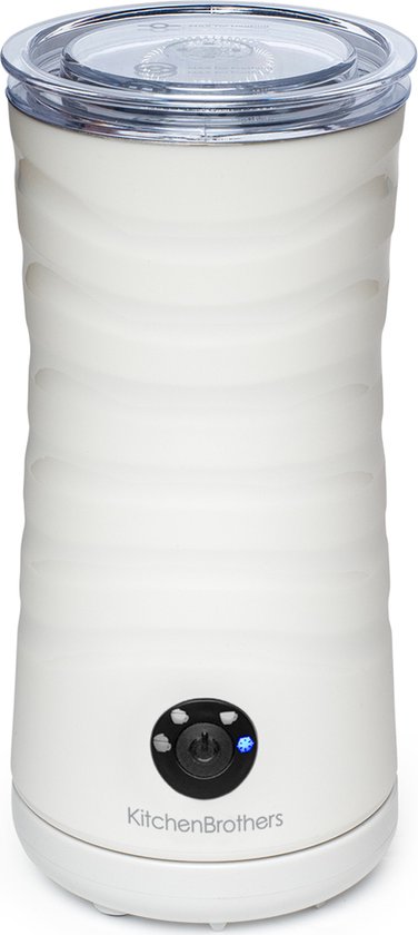 KitchenBrothers Elektrische Melkopschuimer - 4-in-1 - Melkklopper - 240 ML - Handige Melkschuimer - Wit