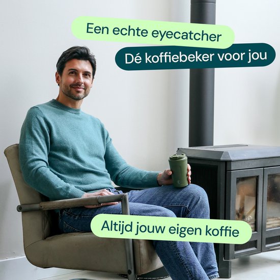 Castagnola Thermosbeker - Koffiebeker To Go - Reismok voor Koffie en Thee - Theebeker - 380 ML - RVS - Groen