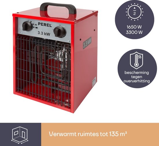Perel Ventilatorkachel, voor binnen, 2 warmtestanden, 3300 W
