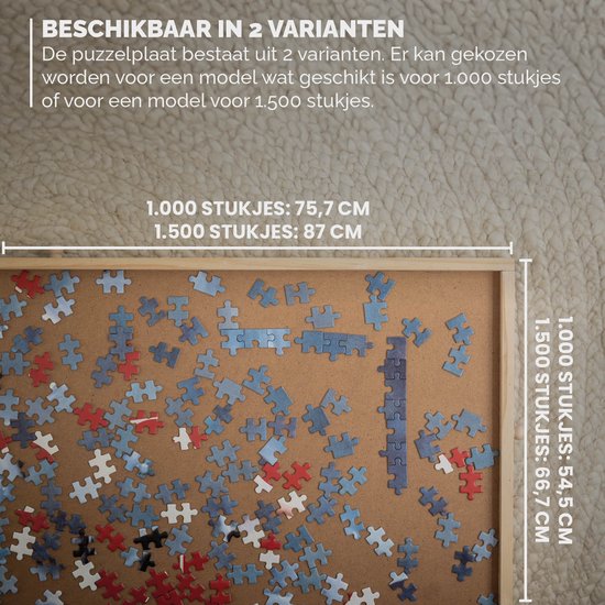 BR-2217 Puzzelplaat voor 1500 Puzzelstukjes met 6 Lades – Puzzelbord met Opbergsysteem -– Puzzelmat van Hout – Puzzeltafel inclusief Afdekplaat