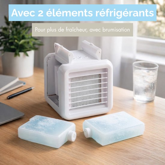 Lifetime Air Mini Air Cooler - Luchtbevochtiger Aircooler met 2 Koelelementen - Luchtkoeler met Water en 3 Standen - Mobiele Airconditioning zonder Slang voor Slaapkamer - 16 x 16 x 16,5 cm