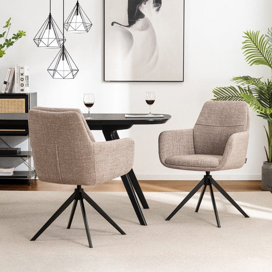 Furnihaus Draaibare Eetkamerstoel Milou met armleuning Taupe