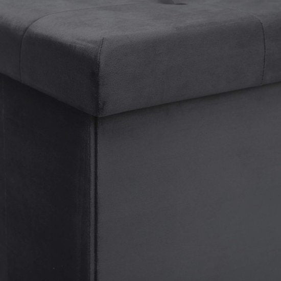 Voetenbank Opbergbank zitting van Fluweel,Poef opbergkruk Opvouwbare 76x37,5x38cm,Grijs SH70gr