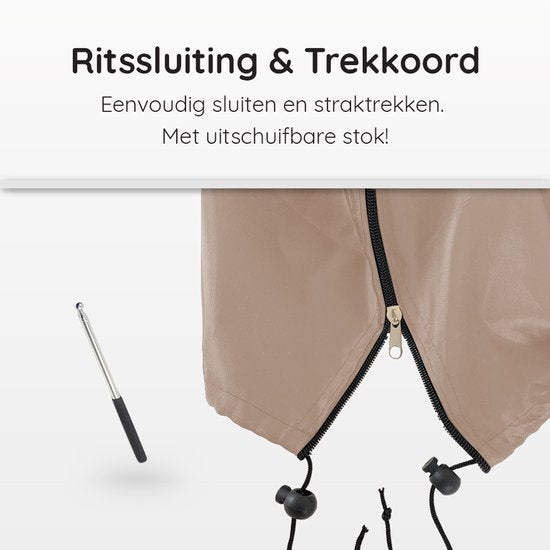 Volcan Parasolhoes voor Zweefparasol - Waterdicht - Met Rits en Stok - Oxford 420D - Tot 400cm - Taupe