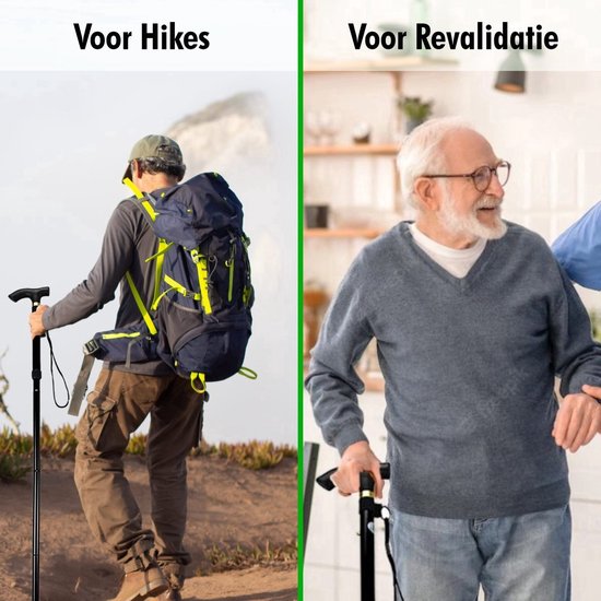 Travelhawk Wandelstok - Verstelbaar en Opvouwbaar - Scarlet - Incl. Opbergtas - loopstok Ouderen