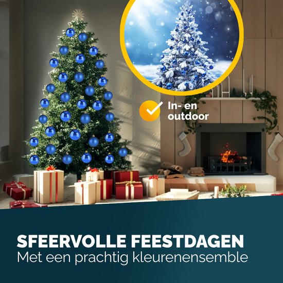 Casaria Kunststof Kerstballen 54er Set - Mat Glanzend Ø 3 4 6 cm Blauw