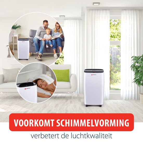 alpina Luchtontvochtiger en Luchtreiniger - Stil: 46 dB - Ontvochtigt tot 10L per Dag