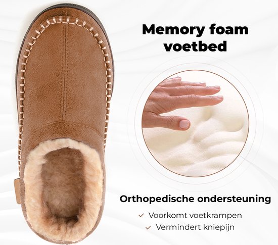 Pantoffels Heren - Sloffen - Mocassins - Chestnut - Anti-slip - Maat 44/45 - Comfeet