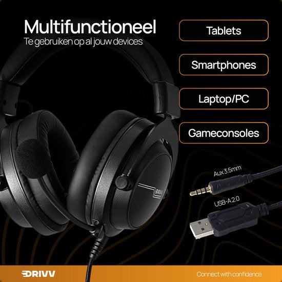 Drivv. PRO Gaming Headset met Microfoon - Game Headset - Geschikt voor PS4, PS5, Xbox One, Xbox Series en PC