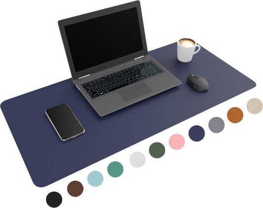 WURK Professionele Bureau Onderlegger Kunstleer – Bureau Organizer – Bureaumat – Bureau Accessoires – Muismat XXL– Inclusief Kabel Clip – 120x60 – Blauw