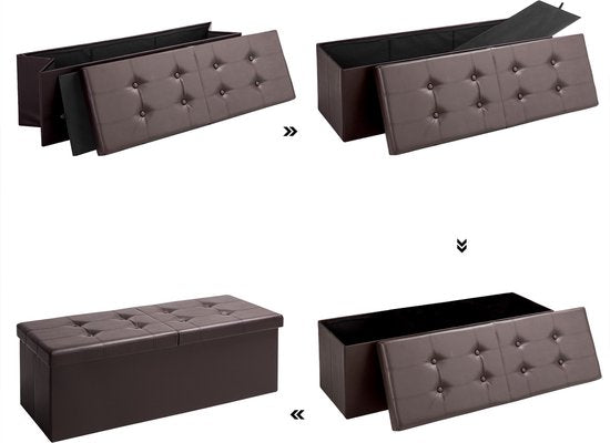 Casaria Zitbank met Opbergruimte - 80x40x40cm 100L Kunstleer – Bruin
