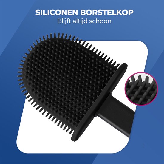 Roegaarden WC Borstel met Houder – Toiletborstel – Siliconen – Vrijstaand En Hangend – Zwart Geheel