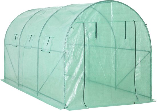 Gardebruk Kweekkas 7m² - Roldeur & 6 Ramen 350x200x200cm Groen