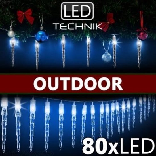 Monzana Kerstverlichting 80 LED´s - Ijspegels 5m Kabel - IP44 Blauw