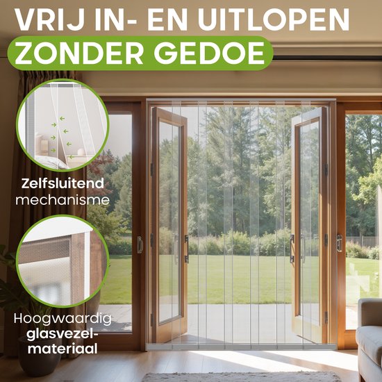 O'DADDY® Vliegengordijn Lamellenhor - 150x260 cm - Deurgordijn - Hordeur - Aanpasbaar Ontwerp - Glasvezel - Deurhor Wit