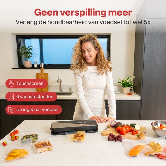 AoraKitchen Vacumeermachine - Vacuummachines - 6 Functies - Incl. 20 Vacumeerzakken & Vacuum Slang