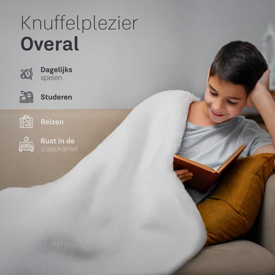 CozySense® Verzwaringsdeken Kind 2,4 kg - Weighted Blanket - Zwaartedeken met GLASS-Flow® Drukverdeling - Wasbare Hoes - Hypoallergeen - Wit