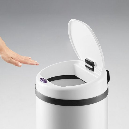 Monzana Prullenbak - Automatisch Rond 30L 30x53cm Display Sensor - Wit