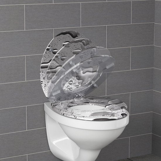 Toiletbril Waterdruppels – Sotf Close Antibacterieel – MDF 150kg