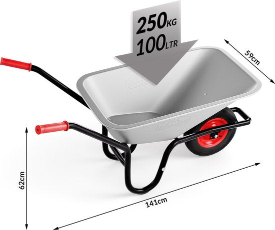 Gardebruk Kruiwagen 100L - Luchtband - 250kg Draagkracht Zilver