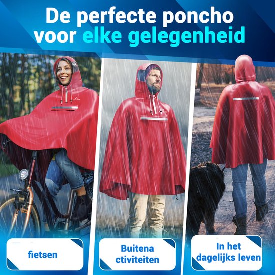Nextcover Regenponcho Fiets voor Dames en Heren | Regencape met AquaShield 2.0 Technologie, Winddicht & Waterdicht | Ideaal voor Fietsen, Wandelen en Vissen | Fietsponcho Volwassenen Unisex Pasvorm | Poncho