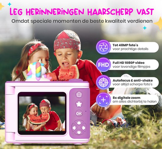 K&L Digitale Kindercamera Kids 32GB - Kinder vlog camera - Kindercamera's Digitaal - Fototoestel Kinderen - Kinderfototoestel
