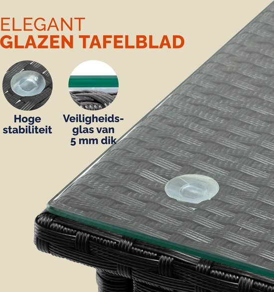CASARIA Polyrattan Bijzettafel Buiten - 50x50x45cm - Zwart