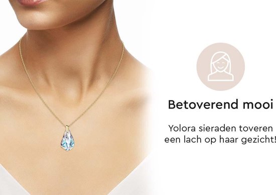 Yolora Dames Ketting met Kalpa Camaka Kristal Hanger - Goudkleurig - 18K Geelgoud Verguld - Vrouwen Collier Goud - Sieraden - Halsketting - Luxe Giftbox - Geschenkdoos - Cadeau doos - Exclusieve Geschenkverpakking - Mooie Cadeauverpakking
