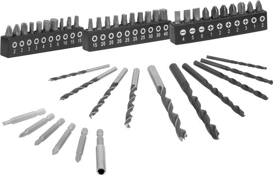 VONROC Accuboormachine 20V – 19 schroefstanden + boorstand - Incl. 2.0Ah accu, snellader en 46 accessoires in luxe koffer