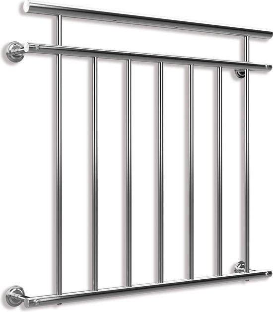 Monzana Franse Balkonreling – Staal 90x100cm 7 Spijlen - Zilver