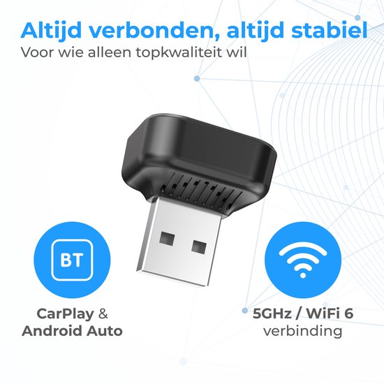 Nuvance CarPlay Dongle - Bluetooth Dongle - CarPlay Draadloos - USB & USB C - Geschikt voor Android Auto & CarPlay
