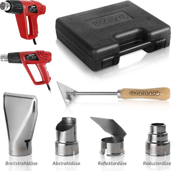 Monzana Heteluchtpistool 2000 W - Incl. Koffer & 4 Mondstukken
