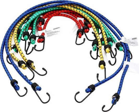 Deuba Rubberen Bagagespin- 12 Stuks met Haken 30-95 cm x 8 mm Ø