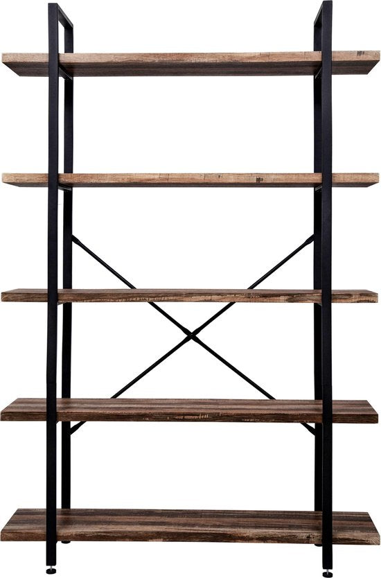 VDD Wandkast - industrieel - metaal/hout - zwart - 140x32x178 cm