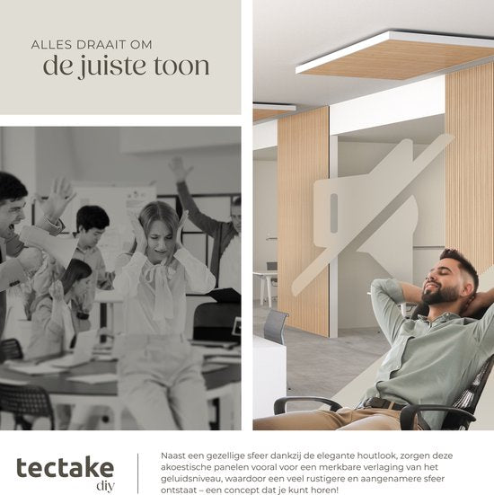 tectake® Akoestische Panelen - Set van 2 - Akoestisch Wandpaneel - 60 x 120 cm - 1,44 m² - Wandpanelen met Aanpasbare Grootte - Lattenwand van MDF en Houtfineer - Geluidsisolatie - Stijlvolle Wanddecoratie - Eenvoudige Montage - Licht Eiken
